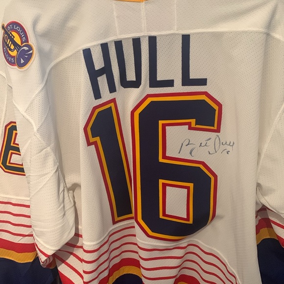 Incredible Game Cut Autographed St Louis Blues Home White Jersey Brett Hull 1996 - Picture 9 of 10